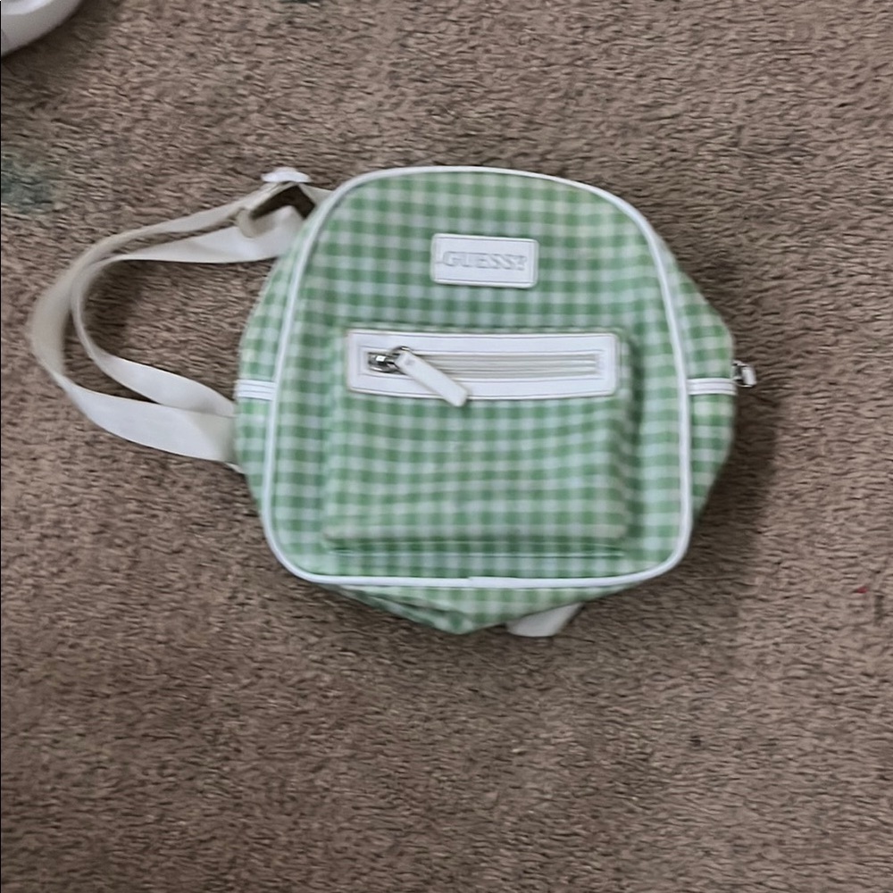 Guess Green Gingham Backpack